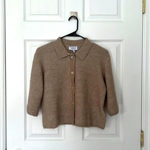 &Other Stories Beige 3/4 Sleeve Cropped Sweater - S